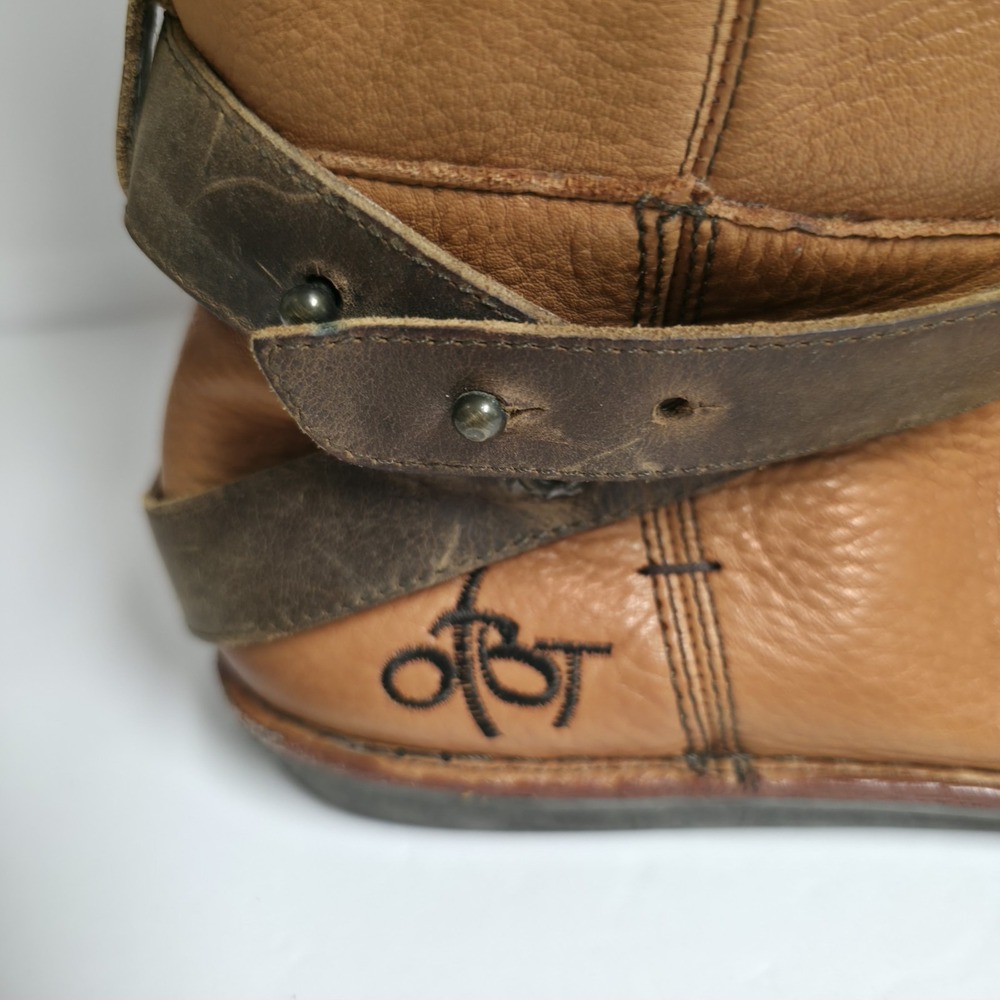 OTBT Johnston Tan Leather Strappy Slouch Boots Women's Size 8 Dandelion Boho - Picture 5 of 16